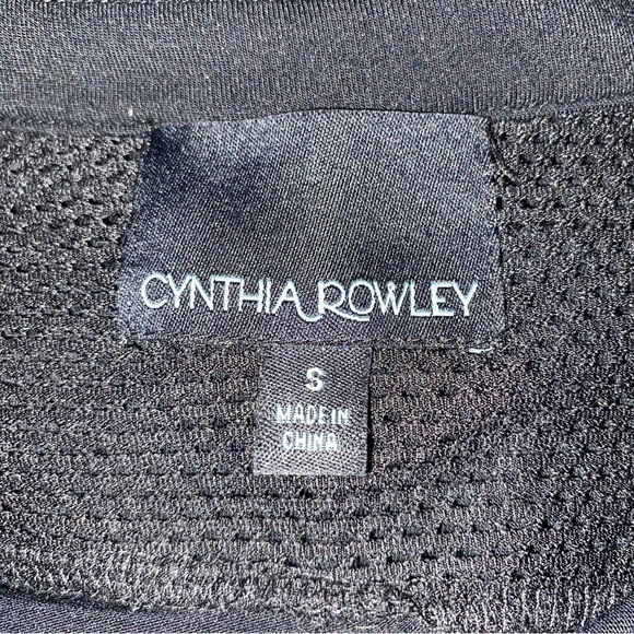 Cynthia Rowley Roll Tab Mesh Henley Top Black Small - Picture 2 of 5